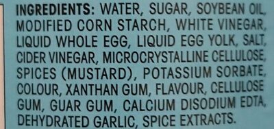 Whipped dressing ingredients label