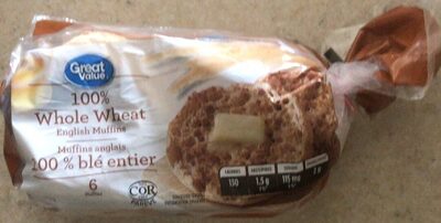100% Whole Wheat English Muffins front packaging
