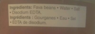 Fava Beans ingredients label