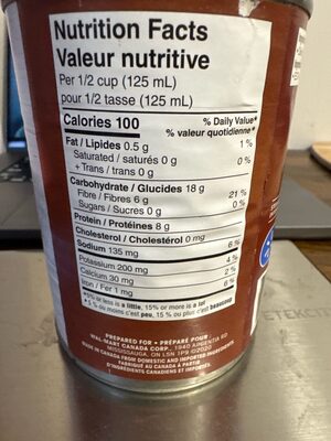 Fava Beans nutrition facts table