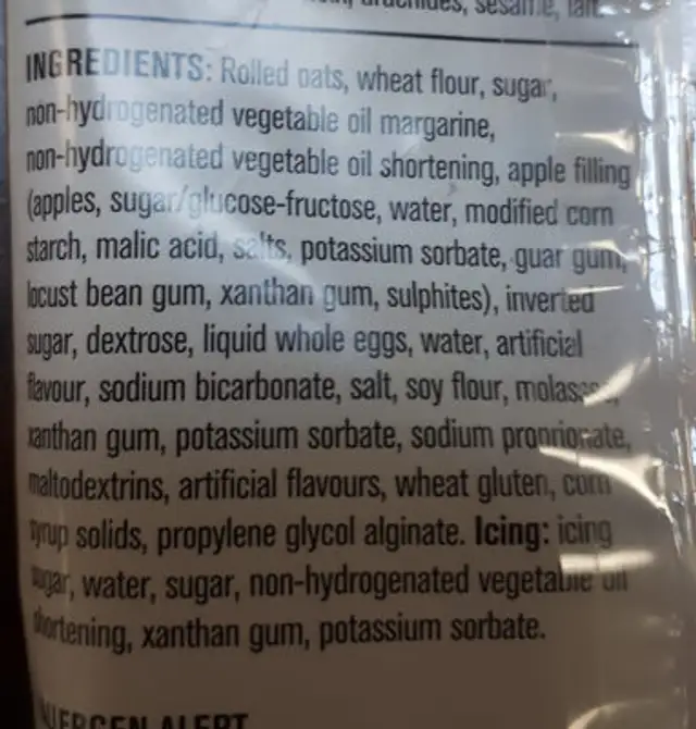 Unknown ingredients label