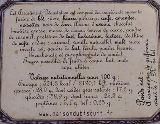 Assortiment gestif nutrition facts table