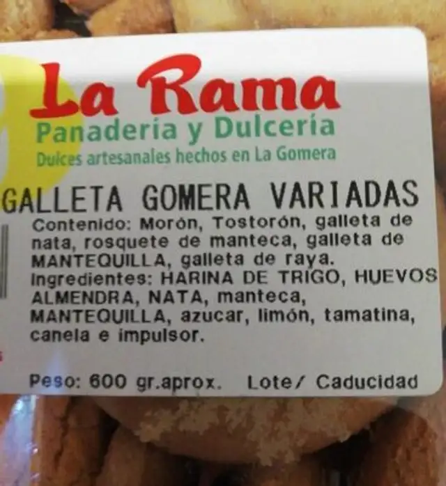 Galletas gomeras nutrition facts table