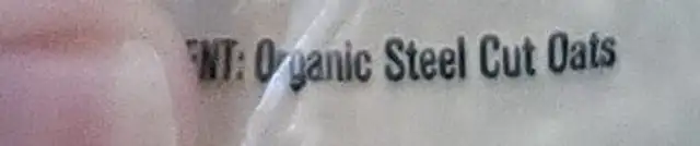 Organic Steel Cut Oats ingredients label