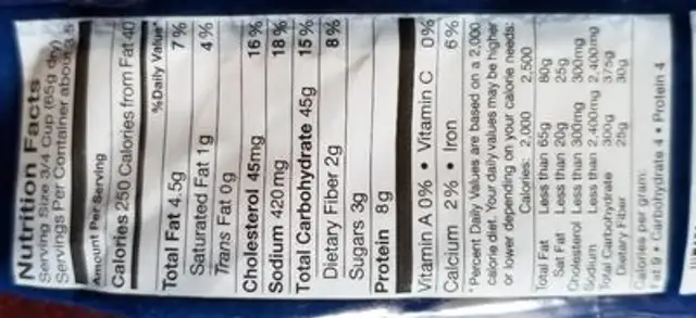 Four cheese tortellini pasta classic nutrition facts table