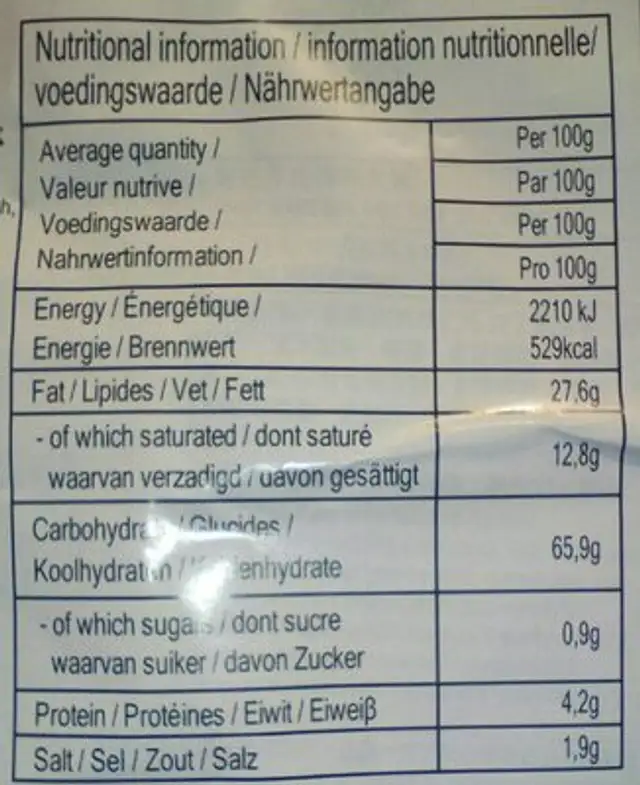 Want want sea salt rice crackers nutrition facts table