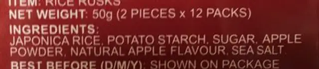 Baby Bites ingredients label