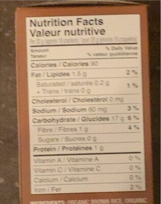 SuperSlim Brown Rice Crisps Original nutrition facts table