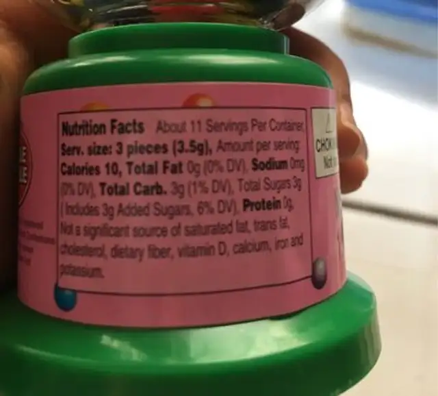 Dubble Bubble Gumball Dispenser ingredients label