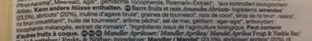 Barre De Fruits Et Noix Amande Abricot ingredients label