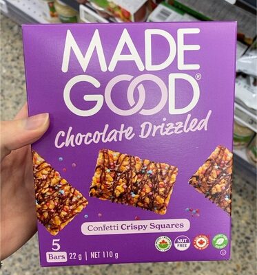 Chocolate Drizzled Confetti Crispy Squares