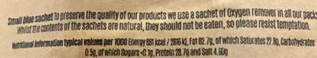 Duck Frittons nutrition facts table