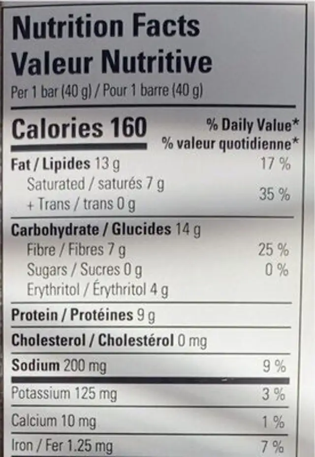Ketobar - chocolate peanut butter & chocolate chip cookie dough nutrition facts table