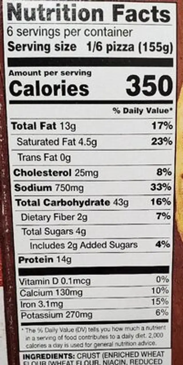 Ahold, self-rising crust, supreme pizza nutrition facts table