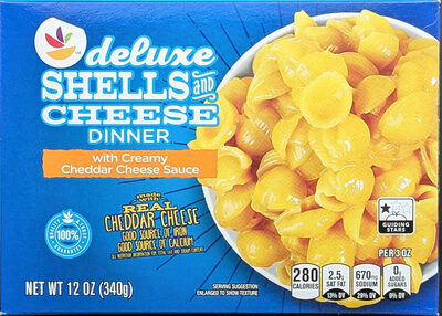 Deluxe Shells & cheese dinner front packaging