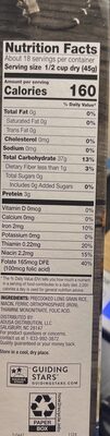 Instant White Rice nutrition facts table