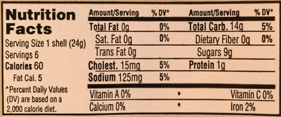 Dessert shells sponge cake nutrition facts table