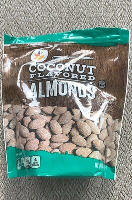Coconut flavored almonds front packaging