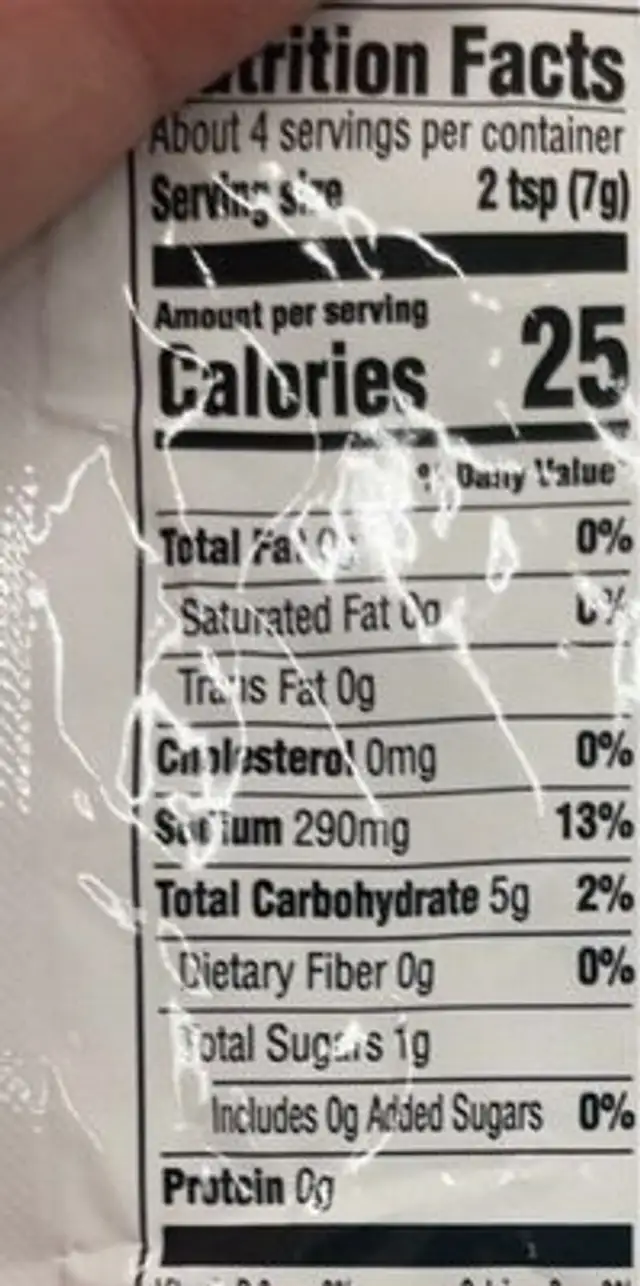 Brown gravy nutrition facts table