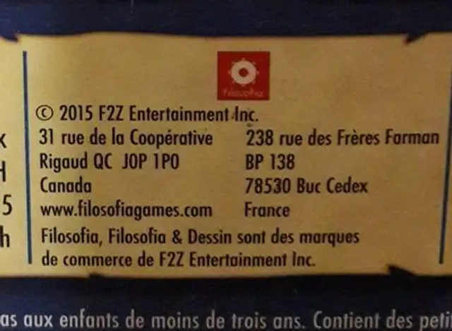 Carcassonne Base 2.0 Nouvelle Version ingredients label
