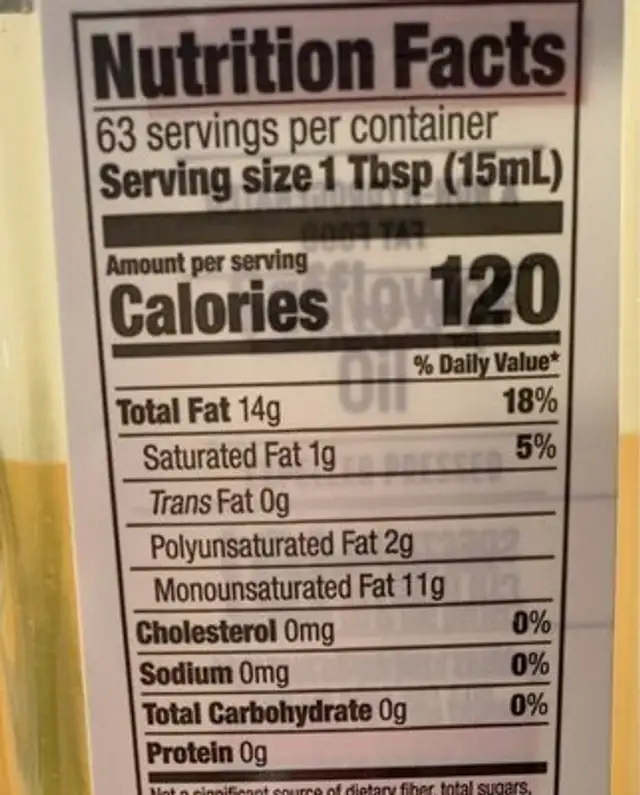 Organic Coconut Oil, Virgin nutrition facts table