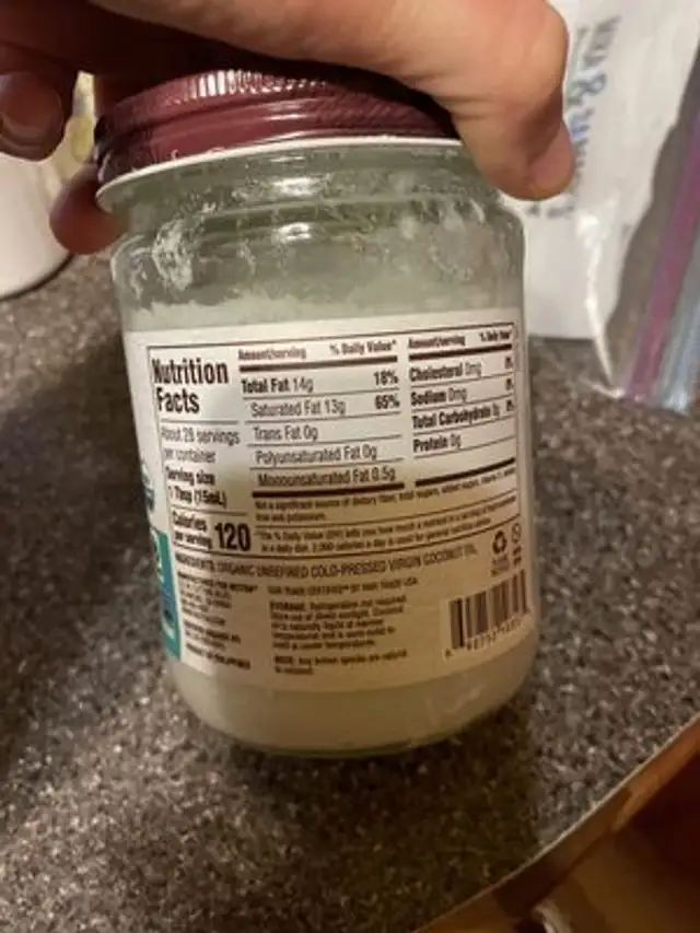 Organic Coconut Oil, Virgin nutrition facts table