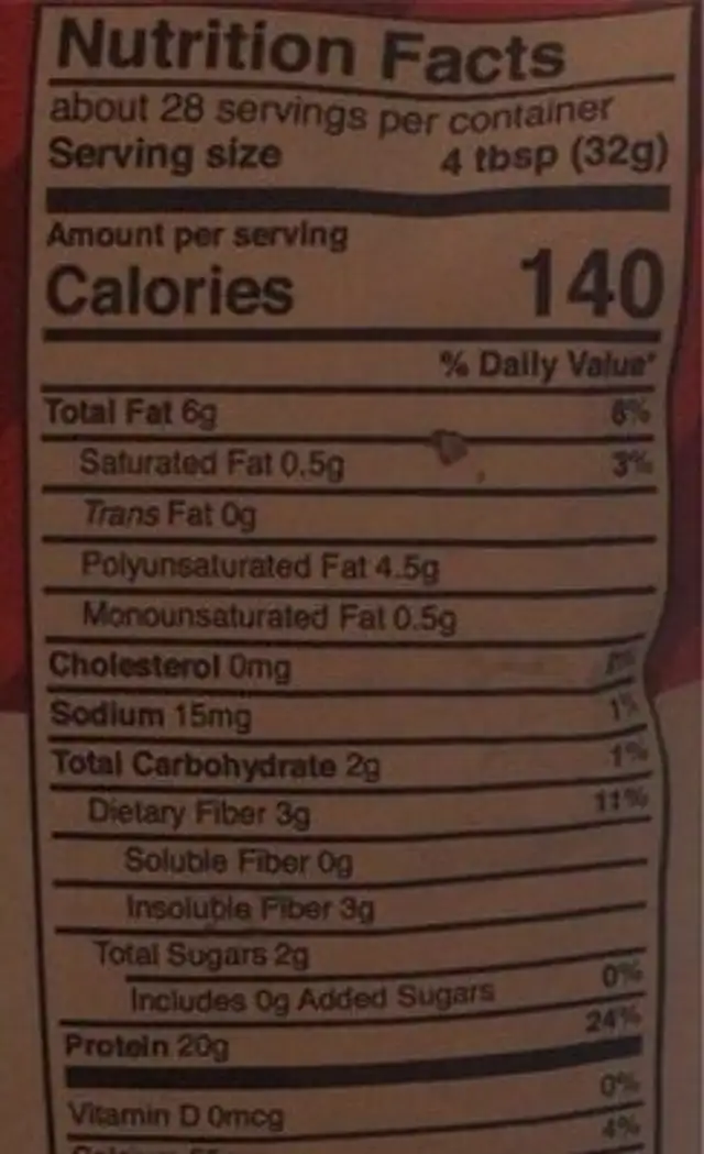 Organic Hemp Yeah! Max Protein Unsweetened nutrition facts table