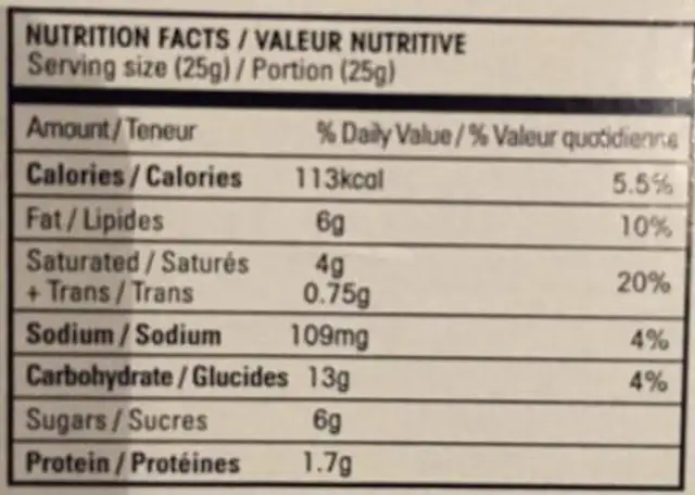 5 Madeleines Nature Boîte Metal nutrition facts table