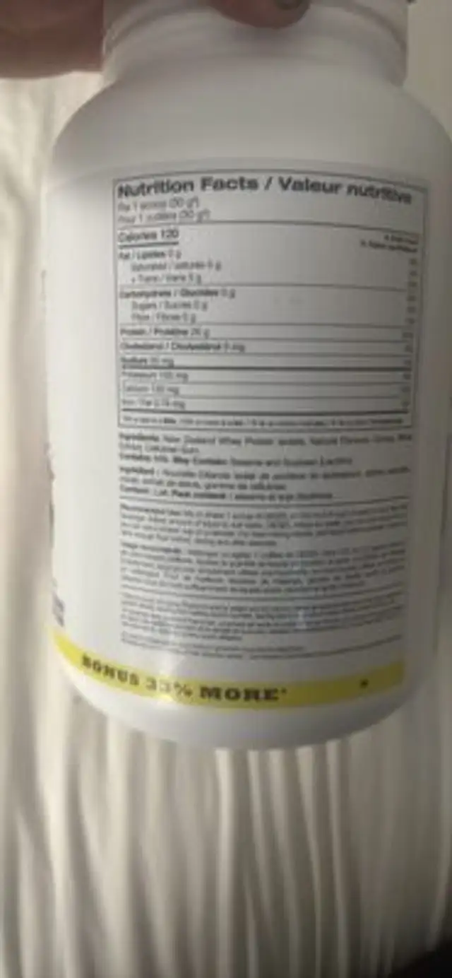 New Zealand Whey Isolate nutrition facts table