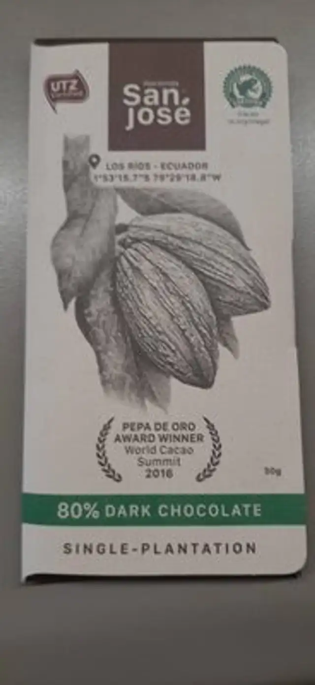 80% dark chocolate front packaging