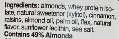 Nuts 'N More, High Protein + Almonds Spread, Cinnamon, Raisin ingredients label