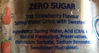 Still Strawberry Flavour Spring Water ingredients label