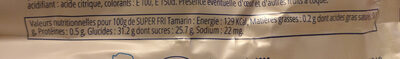 Sorbet Tamarin nutrition facts table