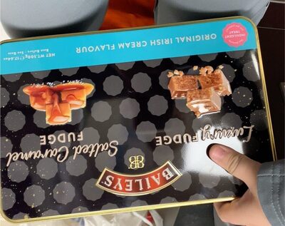 Luxury and salted caramel fudge front packaging