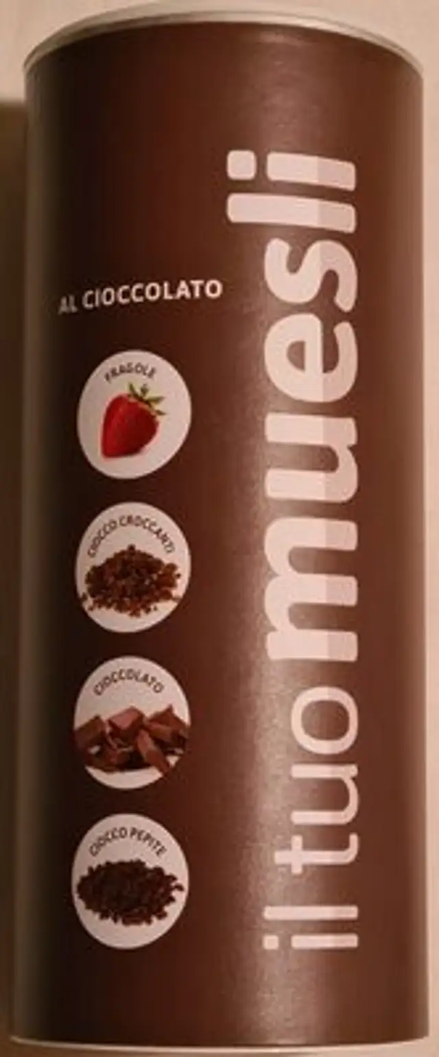 Müsli mit Schoko und Erdbeere front packaging