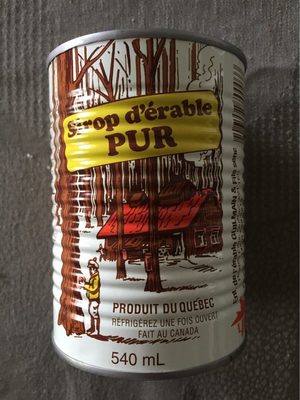 Sirop d'érable pur front packaging