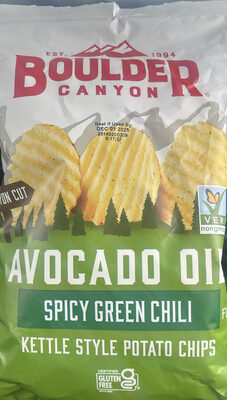 Avocado Oil Spicy Green Chili Kettle Style Potato Chips