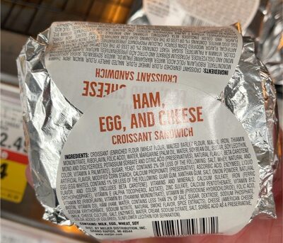 Ham egg and cheese croissant sandwich front packaging