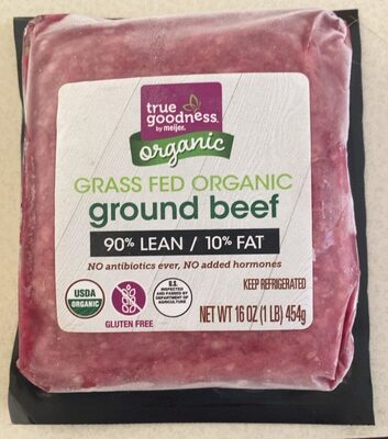 True Goodness organic ground beef front packaging
