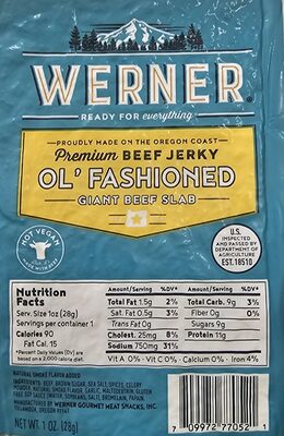 Beef jerky front packaging