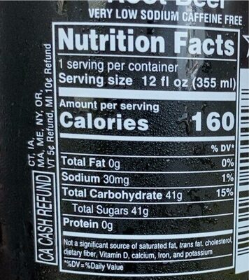 Root Beer, Philadelphia Recipe nutrition facts table