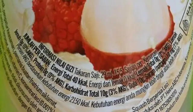 SIRUP ABC LECI nutrition facts table