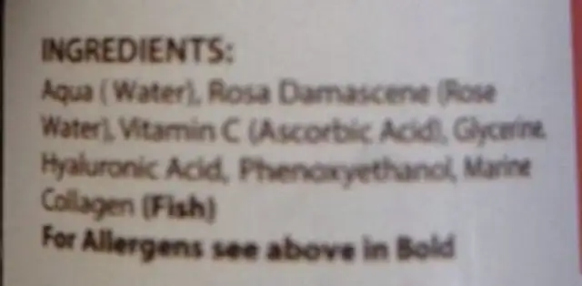 Vitamine C Serum ingredients label