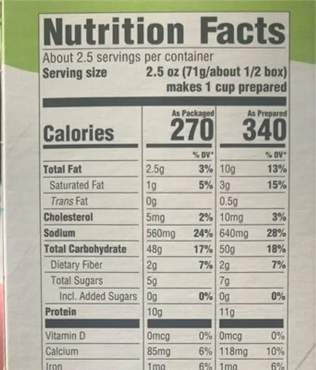 True Goodness, Elbows & Cheddar Pasta With Cheese Sauce nutrition facts table