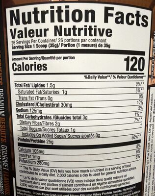 Lean Whey Iso-Hydro nutrition facts table