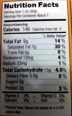 Mini Croutons Soup Mandel nutrition facts table