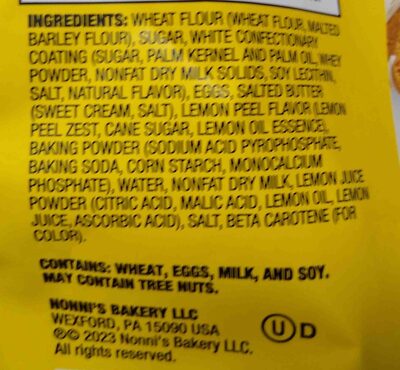 Limoncello Biscottini bites ingredients label