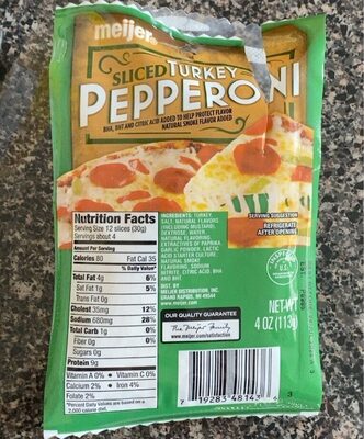 Sliced turkey pepperoni