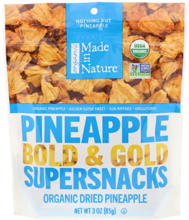 Organic Dried Pineapples front packaging