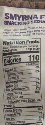 Organic Dried Smyrna Figs nutrition facts table